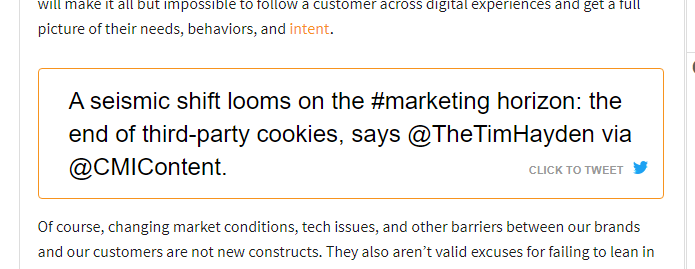 Screenshot of Tweet about third party cookies.