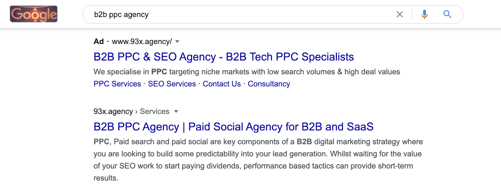 b2b ppc agency screenshor